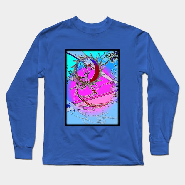 Surf sunrise graffiti Long Sleeve T-Shirt by SilverPixieArt